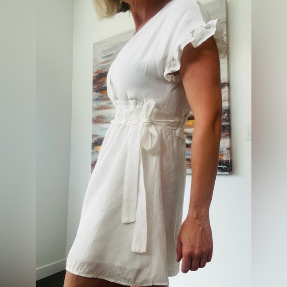 ZARA White Ruffle Sleeve Garden Dress - Picture 4 of 15